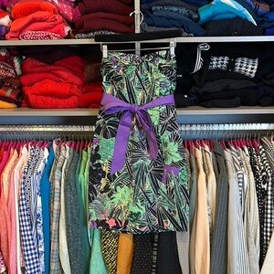 Edme & Esyllte black/green/orange/purple print strapless dress size 4